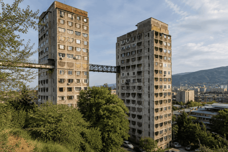 Дома на плато Нуцубидзе с мостом, Тбилиси